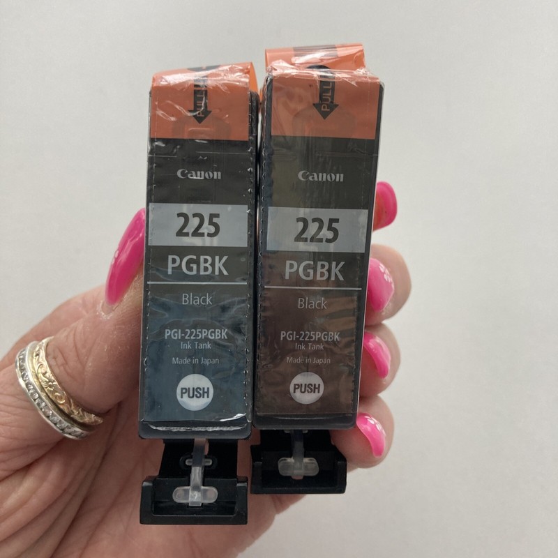NEW SEALED Two Genuine Canon Pixma 225 PGBK PGI-225PGBK Black Ink Cartridge OEM