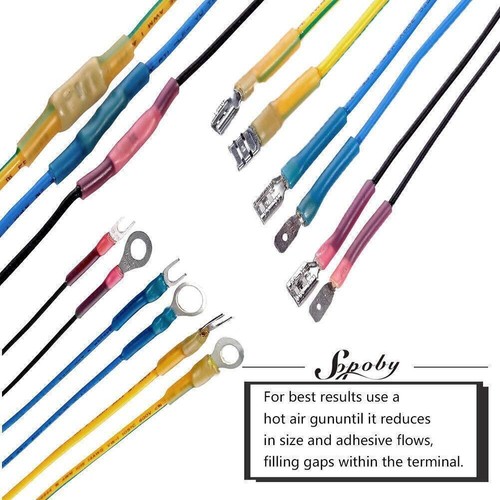 Heat Shrink Wire Connectors Electrical Ring Fork Spade Crimp Terminals Kit - Picture 13 of 32