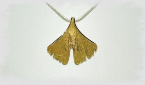 Goldanhänger - Ginkgo - Anhänger Ginkgoblatt - Silber 925 vergoldet - Bild 2 von 2