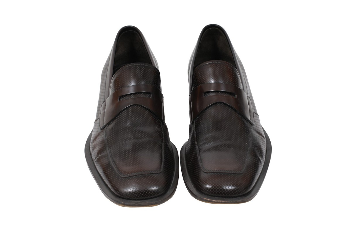 Prada Mens Penny Loafers US 9.5 UK 8.5 Brown Calfskin Leather Slip Ons Prada Men main image 3