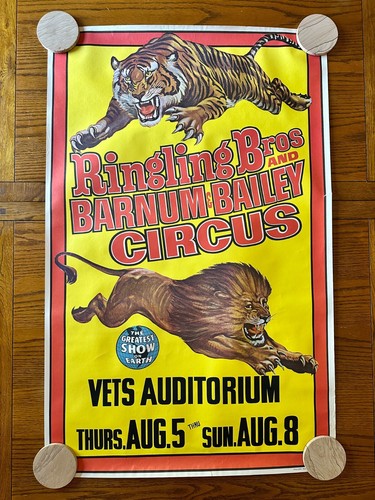 Póster de circo Ringling Bros Barnum Bailey 1969 grande 42,5" x 27" ¡original! - Imagen 2 de 16