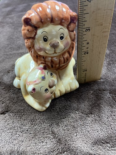 Vintage Lion King & Cub Coin Bank Figurine Small 3.5" Collectable Preowned - Picture 9 of 13