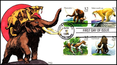 Scott 3080a 32 Cents Prehistoric Animals Larry Gassen LMG Hand Painted FDC 11/15 - Picture 1 of 2
