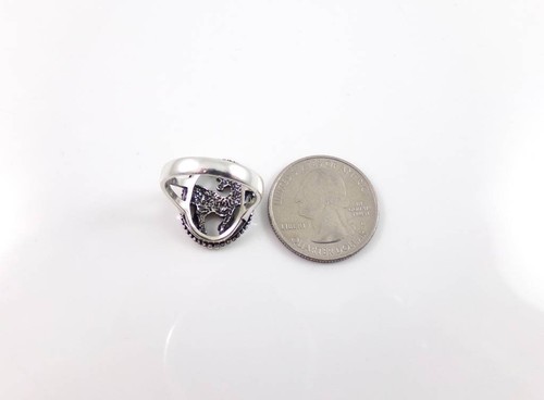Neu Sterlingsilber Einhorn Pferd Oval Durchbrochen Perlen Ring Größe 7 FZZ - Bild 2 von 3