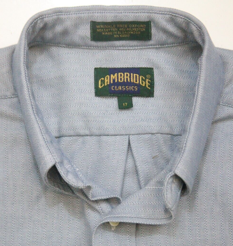Camisa de vestir 17 Cambridge azul algodón polietileno botón delantero manga corta para hombre WS697 - Imagen 3 de 4