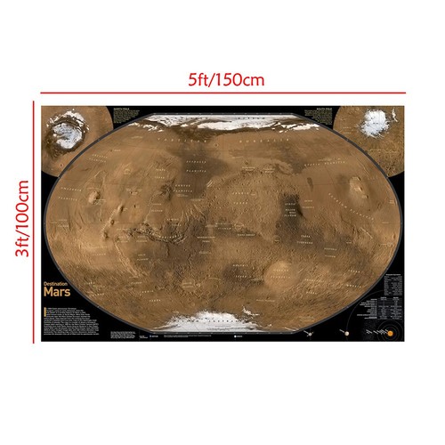 English Map of Mars Picture Poster Print Study Backdrop Wall Hanging Decoration - Picture 10 of 16