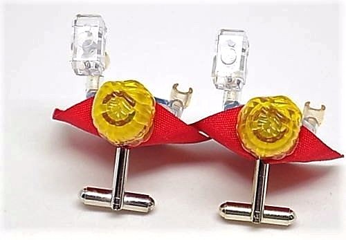 Handmade LEGO® Marvel Thor Transparent Cufflinks, Silver Plated, W/Gift Box! - Picture 3 of 5