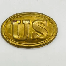 Vintage 20th Century BRASS CIVIL WAR LEAD FILLED US BELT BUCKLE ARROW HOOKS