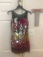 girls jazz dance costume with mermaid sequins.flapper style 