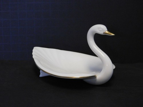 Mikasa Swan Candy Soap Dish Ivory Bone China 24 Karat B2001 Narumi Japan