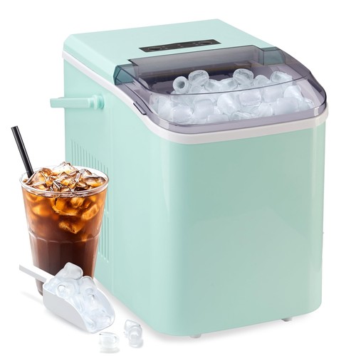 Countertop Ice Maker Machine Self-Cleaning with Scoop Basket & Handle Green - Picture 1 of 8