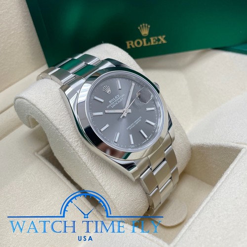 Rolex 126300 Datejust 41mm Rhodium Index Dial Oyster Band Stainless Smooth Bezel - Picture 5 of 10