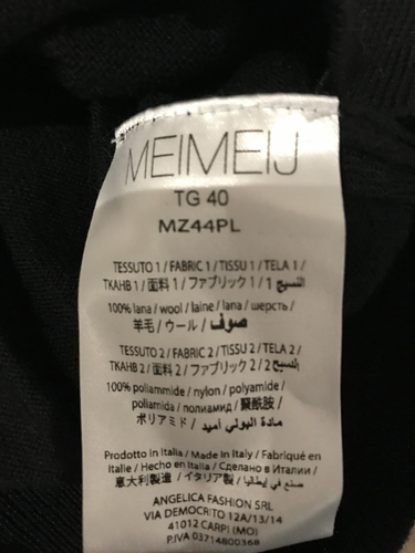 NWT MEIMEIJ Women's Black Wool Logo Back Long Dolman Sleeves Sweater Size 40/8 - Picture 7 of 10