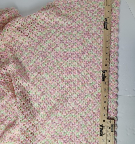Handmade Afghan Blanket Crochet 35 x 56 Baby/ Decor Pastel Pink/Green/Orange - Picture 13 of 13