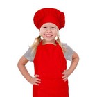 Kids Apron and Chef Hat Set, Adjustable Cotton Child Aprons with Large Red