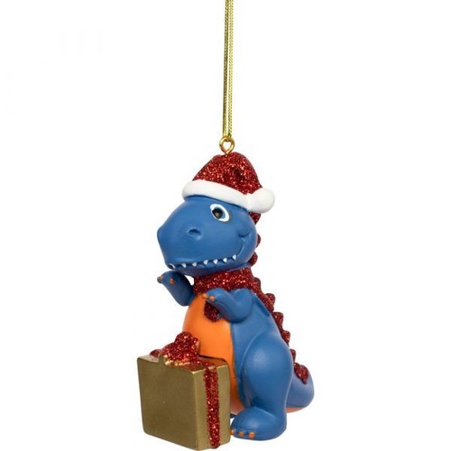 Personalisierte Weihnachtsdeko Dinosaurier zum Aufhängen blau grün lila - Name hinzufügen - Bild 7 von 11