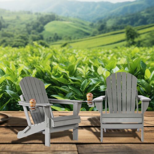 Folding Adirondack Chair Set of 4, Fire Pit Chairs, Outdoor Adirondack Chairs - Picture 8 of 9