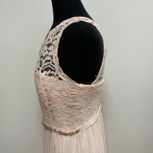 David's Bridesmaid Dress UK 10 Pale Pink One Shoulder Lace Bodice Diamante Trim - Picture 6 of 10