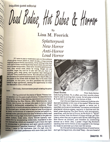 INIQUITIES. VOLUME 1. NUMBER 1. AUTUMN 1990 SCARCE SCI-FI HORROR MAGAZINE. - Picture 7 of 10