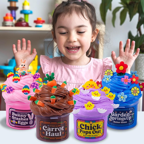 Easter Basket Stuffers for Kids – 4-Pack Butter Slime in Plastic Eggs, Easter Cl - Picture 6 of 12