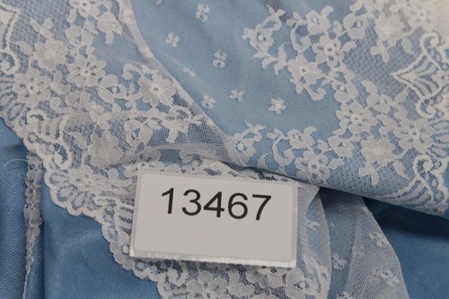 Vintage Stardust Bademantel Kleid klein mittelblau Nylon weiß Spitze USA - Bild 10 von 10