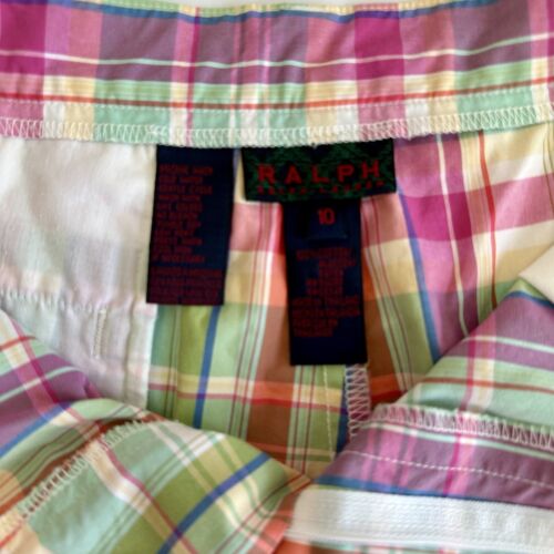 Ralph Lauren rosa grün Madras karierte Damenshorts Größe 10 Baumwolle Golf adrett - Bild 4 von 7