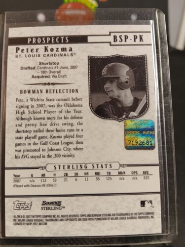 2007 Bowman Sterling Peter Kozma Autografo Certificato RC #BSP-PK Cardinals* - Foto 2 di 2