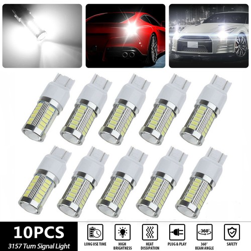 10Pcs White 3157 Car Reverse Light Backup 33-SMD LED Bulb Car Turn Signal Lamp - Picture 2 of 9