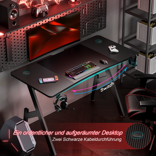 Gaming Schreibtisch,80/100/120/140cm Gaming Tisch, Ergonomischer Gamer Tisch - Bild 25 von 31