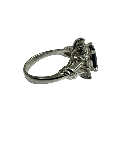 2 ctw Oval Sapphire Round Diamond Princess Diana Halo Cocktail Ring Platinum - Picture 3 of 6