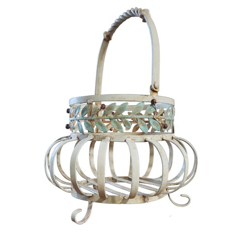 Vintage Metal Wire Basket Planter Handle Curl footed French