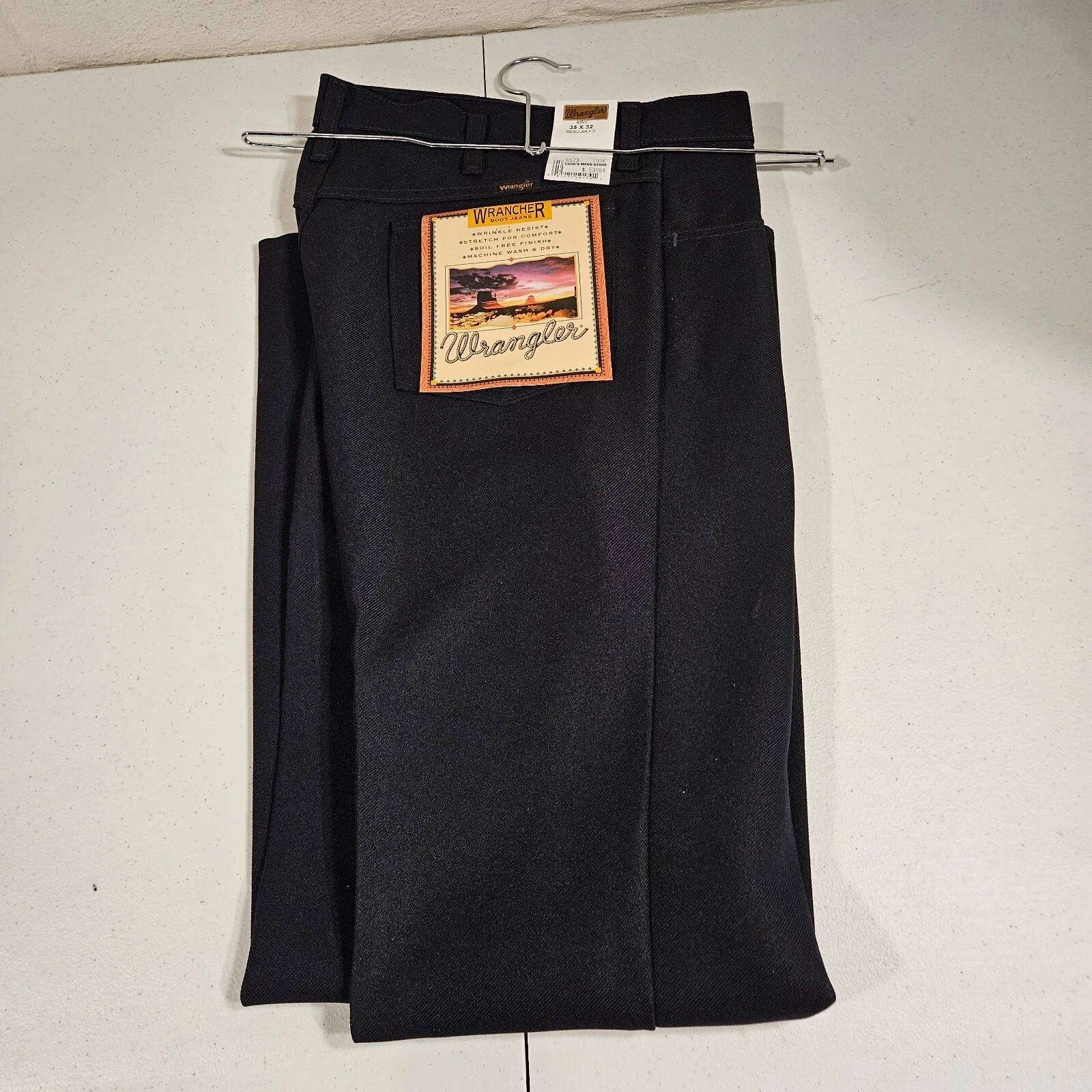 Men's Wrangler® Wrancher Navy 82NV Dress Pants Boot Cut 35x32 NWT New