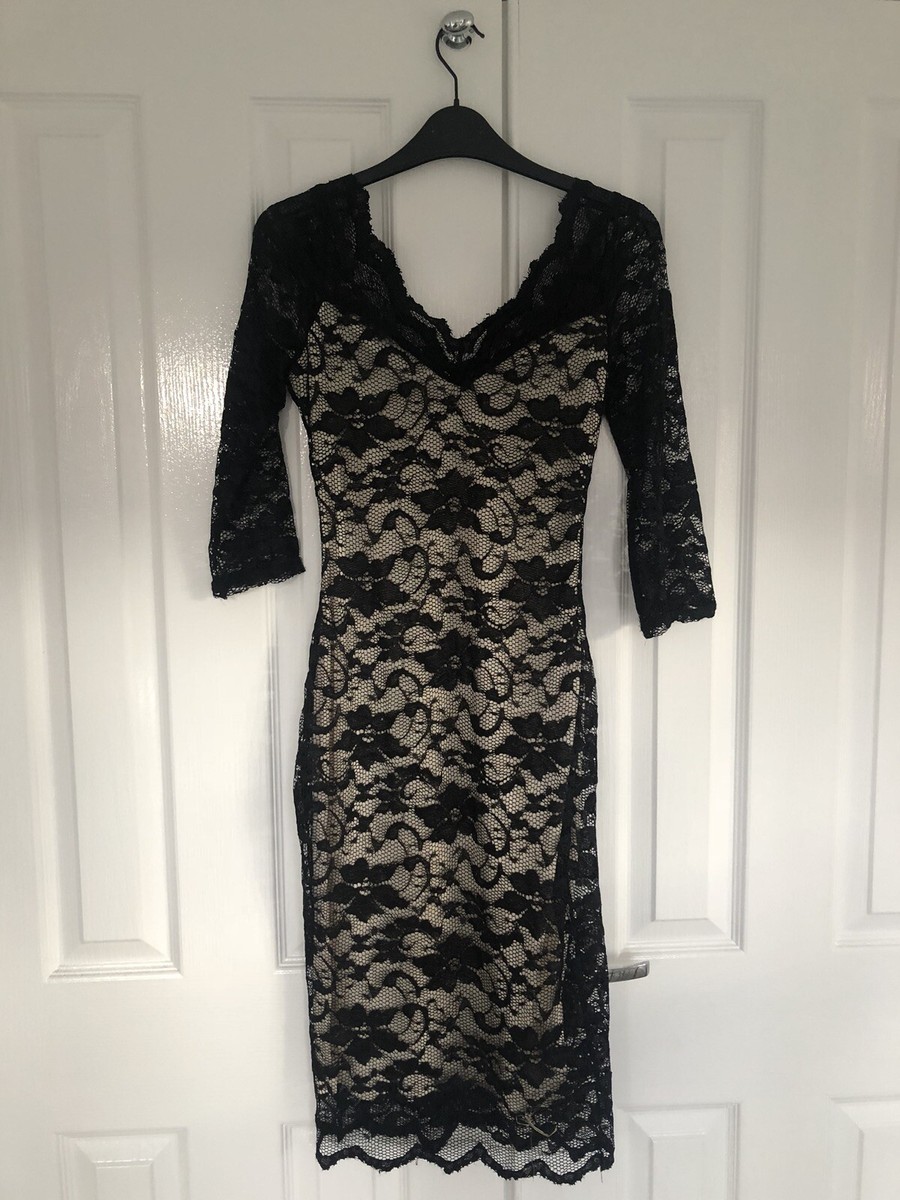 Black and cream lace dress sales