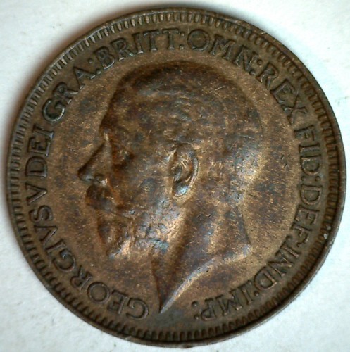 1929 Great Britain Bronze Farthing Coin BU/Uncirculated George V Britannia - Picture 2 of 2