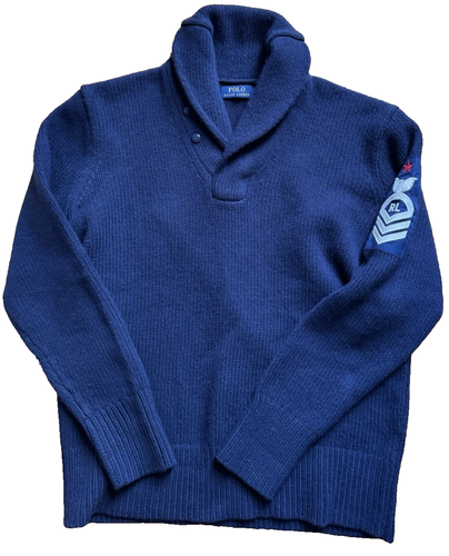 Polo Ralph Lauren Gr. L Chunky Naval Emblem Pullover Navy Schalkragen Bin-P - Bild 3 von 8