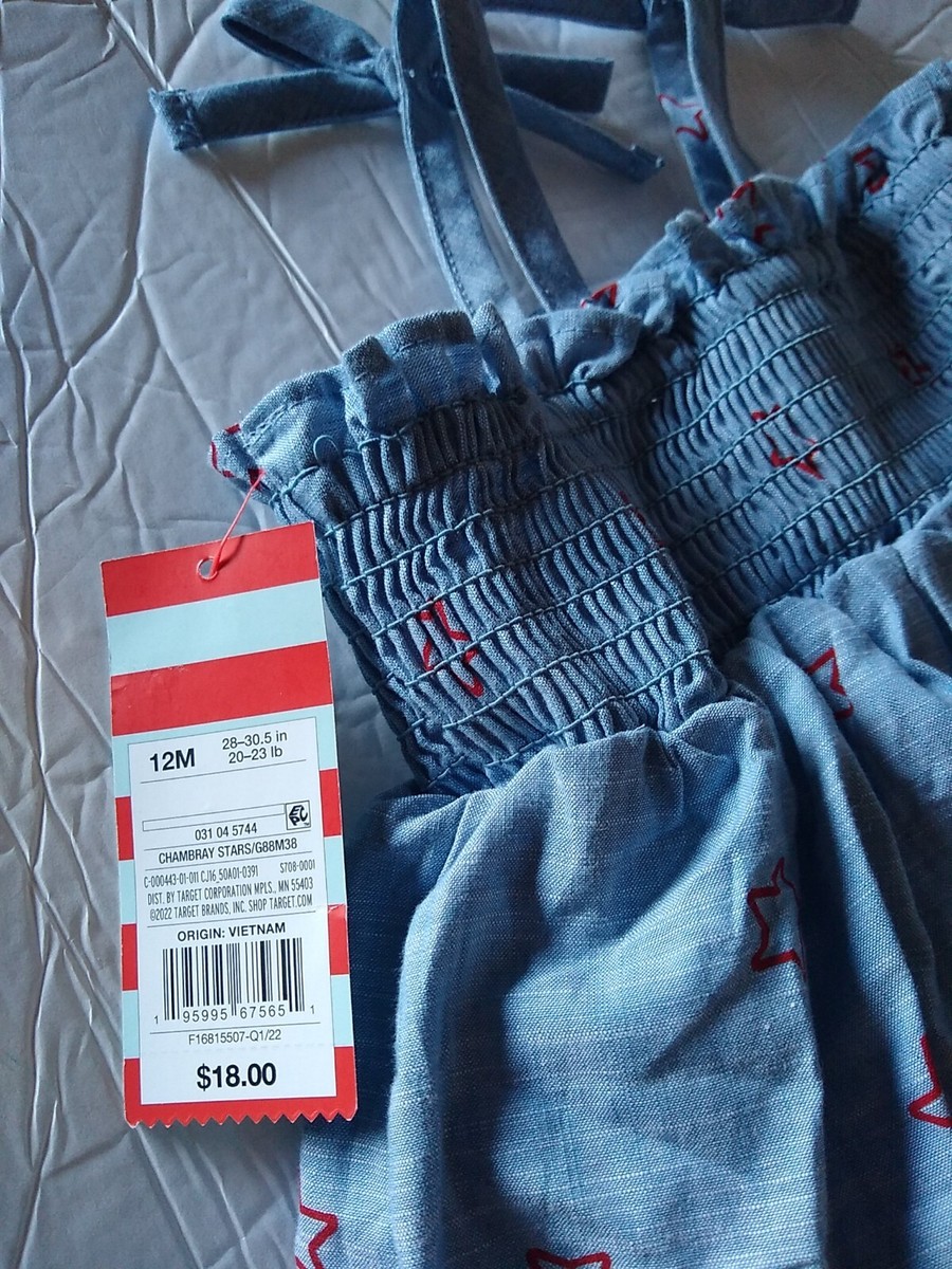 Cat & Jack Sleeveless Strappy Sun Dress 12M or 4T Blue Red