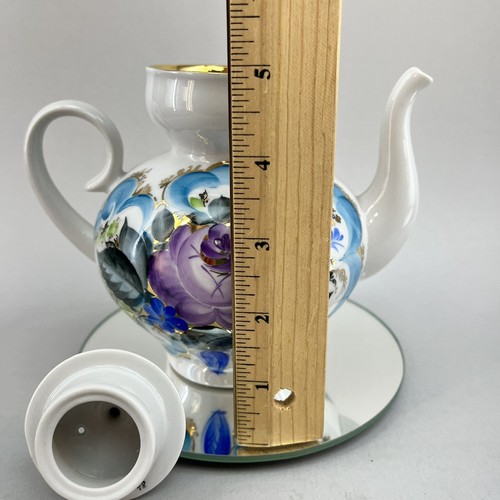 Russian Imperial Royal Lomonosov Hand Painted Floral Porcelain Teapot USSR blue - Picture 8 of 12