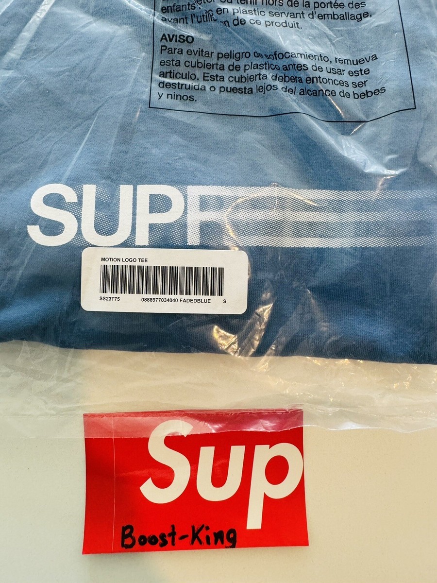 Supreme Motion Logo Faded Blue Tee SS23 small T-shirt DS | eBay Supreme Motion Logo Faded Blue Tee SS23 small T-shirt DS | eBay