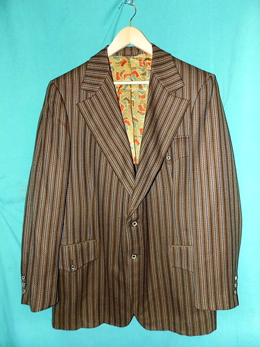 Exc! Vtg 70s HAMMONTON PARK SPORT COAT, ALL VIRGIN WOOL, GEOMETRIC LINING, Sz 42 - Picture 3 of 17