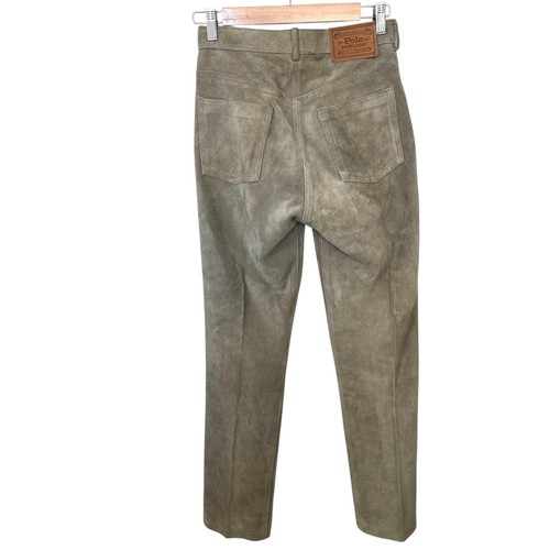 Ralph Lauren Vintage Latzhose Wildleder Lederhose Slim Straight Taupe Gr. 26 - Bild 9 von 13