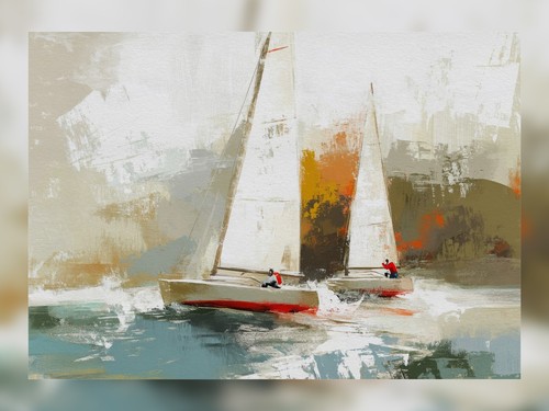 Sailing Adventure Scene 5"x7" Print on Matte Paper | Modern Nautical Artwork - Picture 4 of 7