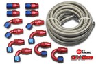 AN-6 AN6 Stainless Steel PTFE Fuel Line 30FT 12 Fittings Hose End Ethanol Kit+