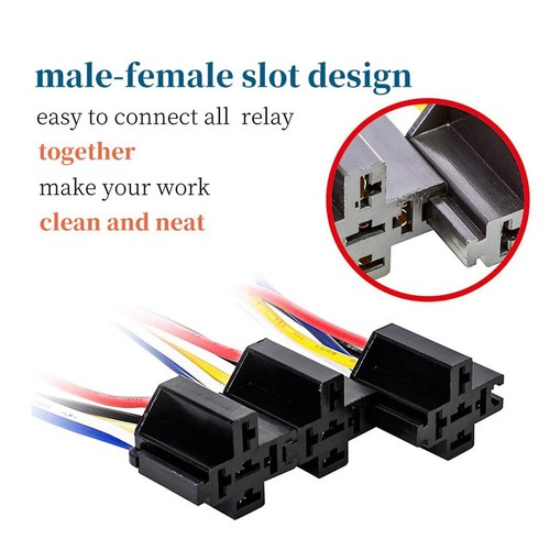 5Pcs Car 12V DC 40A 5-Pin Relay Switch Harness Socket Waterproof Automotive SPDT - Picture 3 of 12