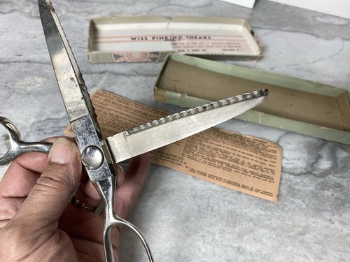 Wiss Model C Pinking Shears Scissors Sewing Original Box Chrome Vintage Free Shp - Picture 6 of 14