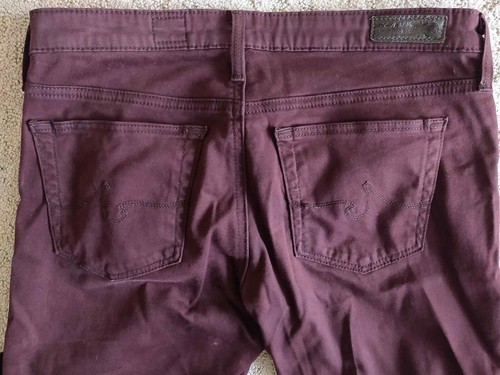 AG Adriano Goldschmied the Stilt Cigarette Leg Skinny Pants 26 Burgundy Stretch - 第 5/6 張圖片