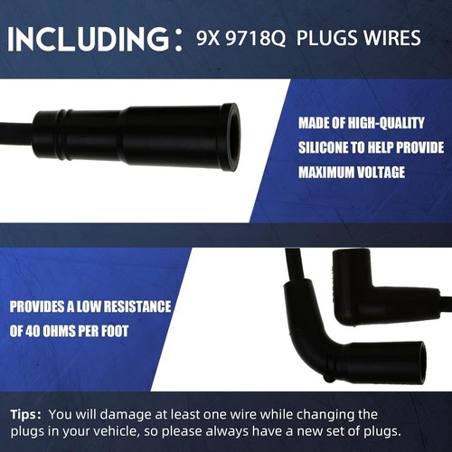 Spark Plugs and Wires Compatible with Chevy 5.7L 4.3L 5.0L, 41 993 19256067 with - Picture 3 of 6