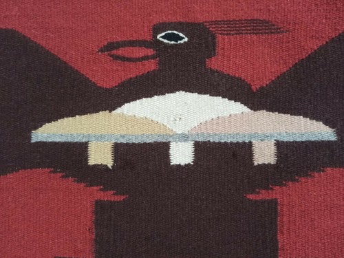 Antigua manta/alfombra grande Chimayo (90" pulgadas) - Río Grande - nativo americano  - Imagen 3 de 9