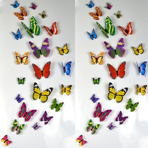 12 Stck. 3D Schmetterling Wandaufkleber Kunst Abziehbild Zuhause Zimmer Dekoration Dekor Kinder USA/ - Bild 13 von 27