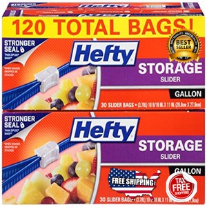120 Count Hefty Slider Jumbo Food Storage Bags Freezer Plastic Lock Image Is Loading 120 Count Hefty Slider Jumbo Food Storage Bags