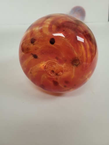 Rare Vintage Iridescent Cranberry Glass Bulbous Vase Swirl Design - Picture 10 of 10